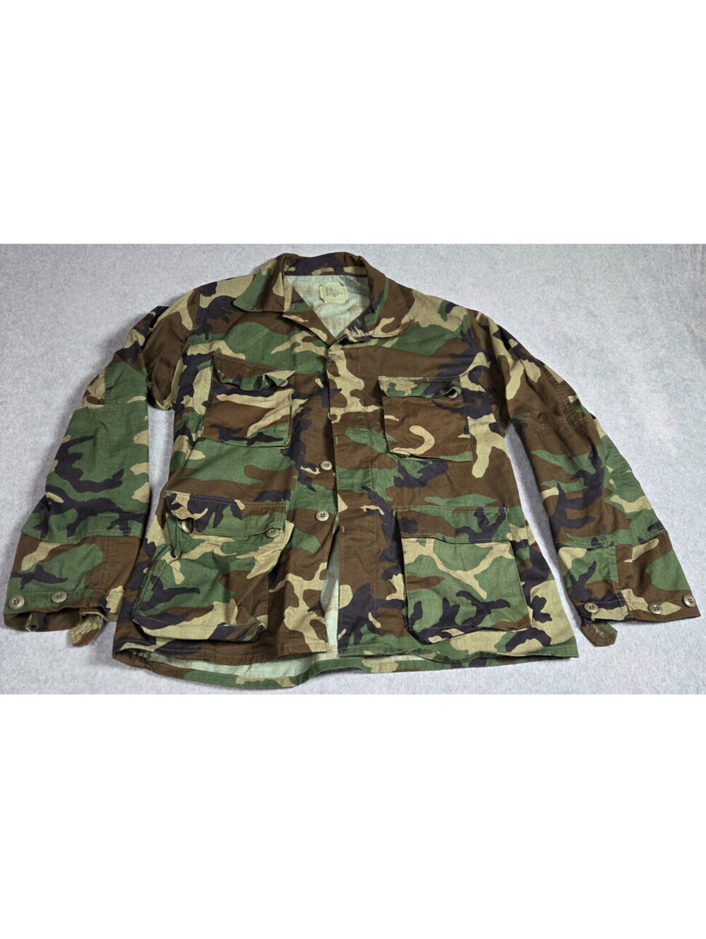 US MILITARY Combat Coat Mens Large Long Woodland Camouflage 50 50 23x30